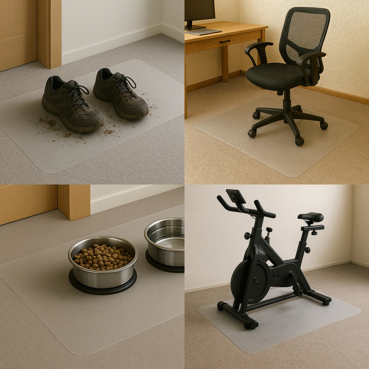 Transparente Bodenschutzmatte ULTIMAT II aus Polycarbonat für Teppichböden in verschiedenen Anwendungen von Floortex