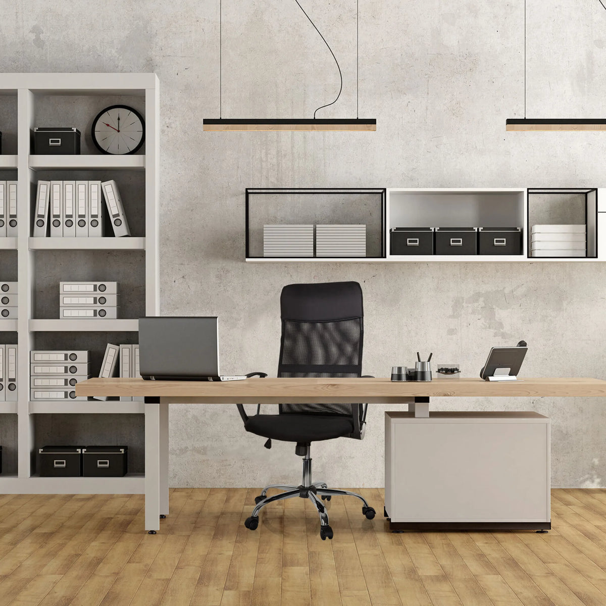 Home-Office-Chefsessel PURE NET in Schwarz mit Netzrückenlehne und Rollen von hjh OFFICE