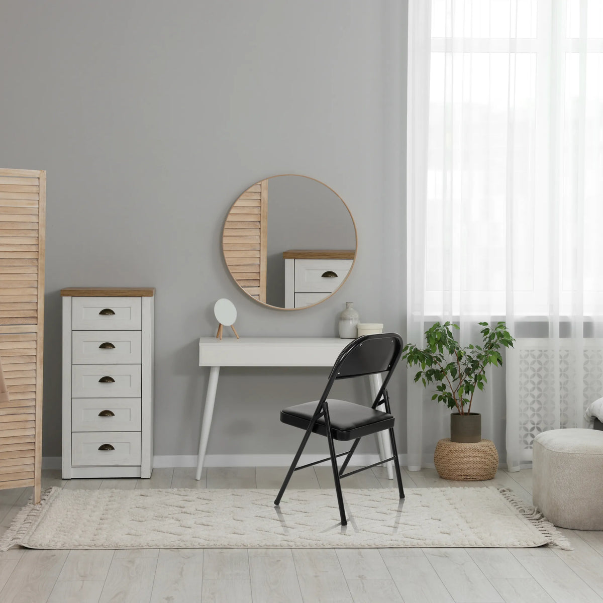 Schwarzer Klappstuhl TUDELA H mit Kunstlederbezug und Metallgestell von hjh OFFICE
