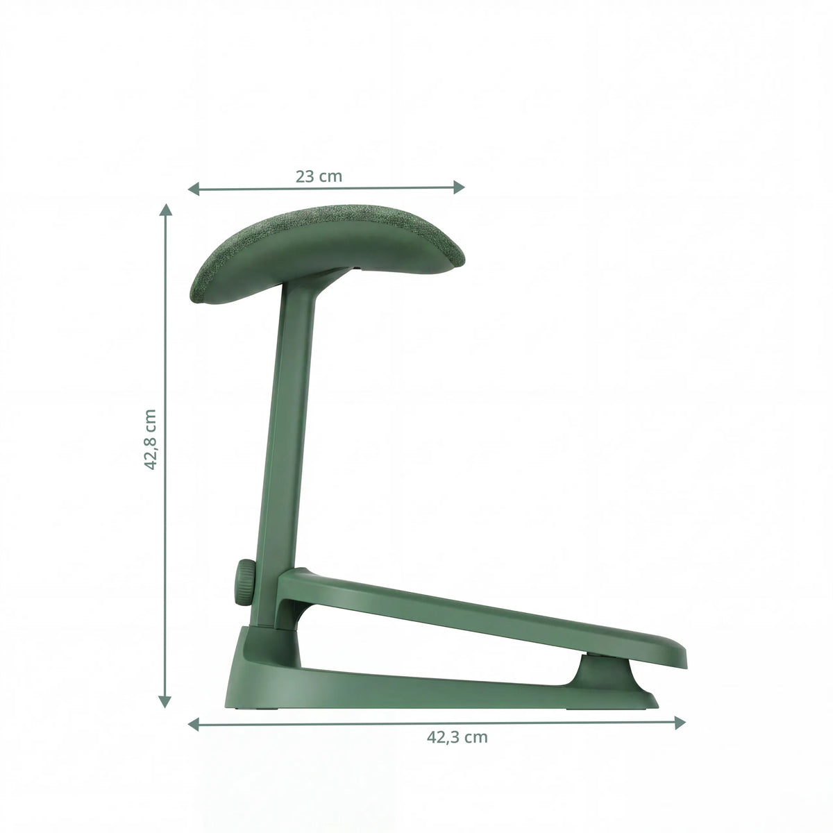 Maßzeichnung der Fußablage LiberNovo Omni StepSync mit einer Höhe von 42,8 cm und Tiefe von 42,3 cm von Libernovo