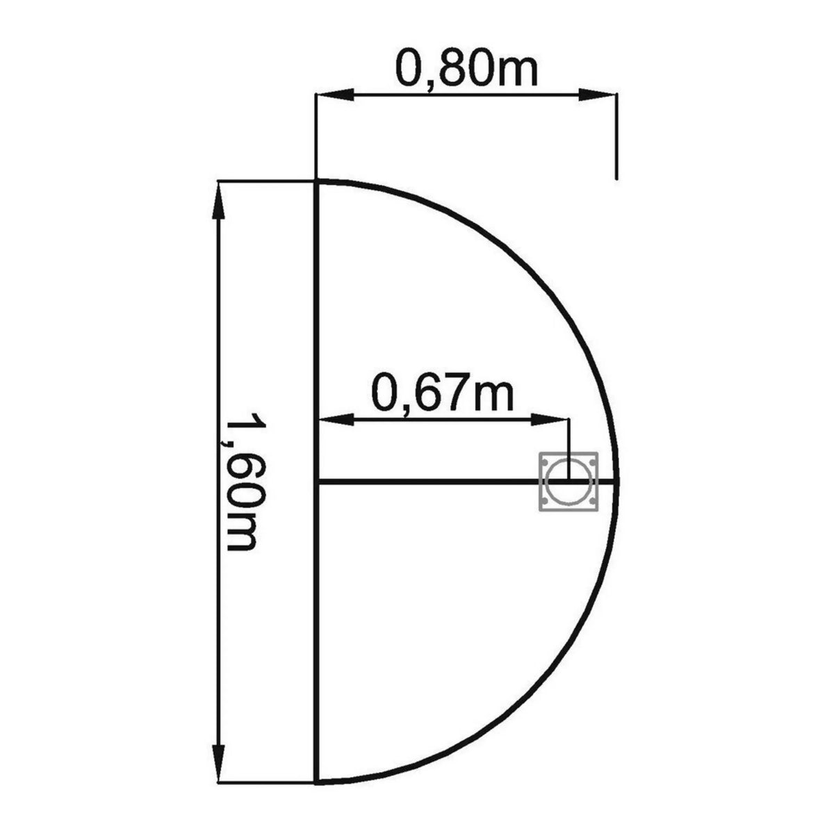 Technische Zeichnung des Ansatztischs RA60 / RA80 / RA160 mit 1,60 x 0,80 m von hjh OFFICE PRO