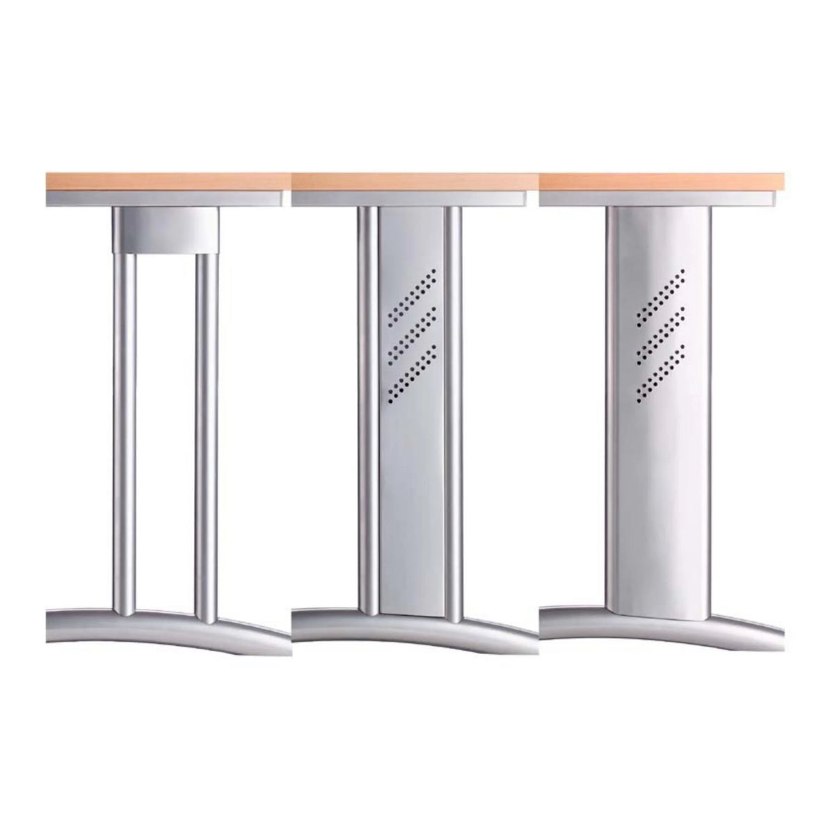 Metallbeine mit Kabeldurchlässen des Schreibtischs BELA 18 S mit Asteiche-Platte von hjh OFFICE PRO
