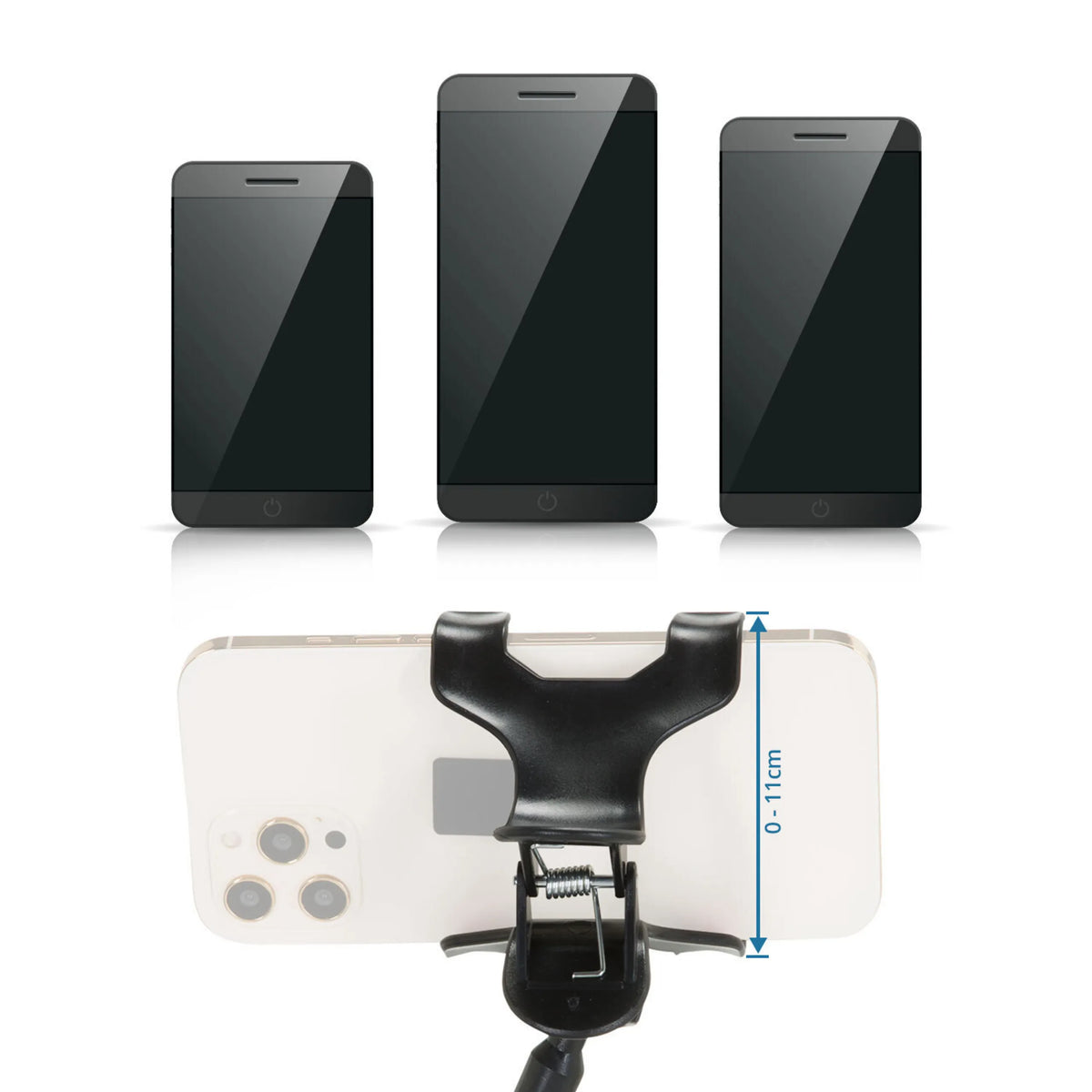 Verstellbare Klemmhalterung der Handy- und Tablet-Halterung FLEXMOBI mit einer Öffnung von 0-11 cm von hjh OFFICE