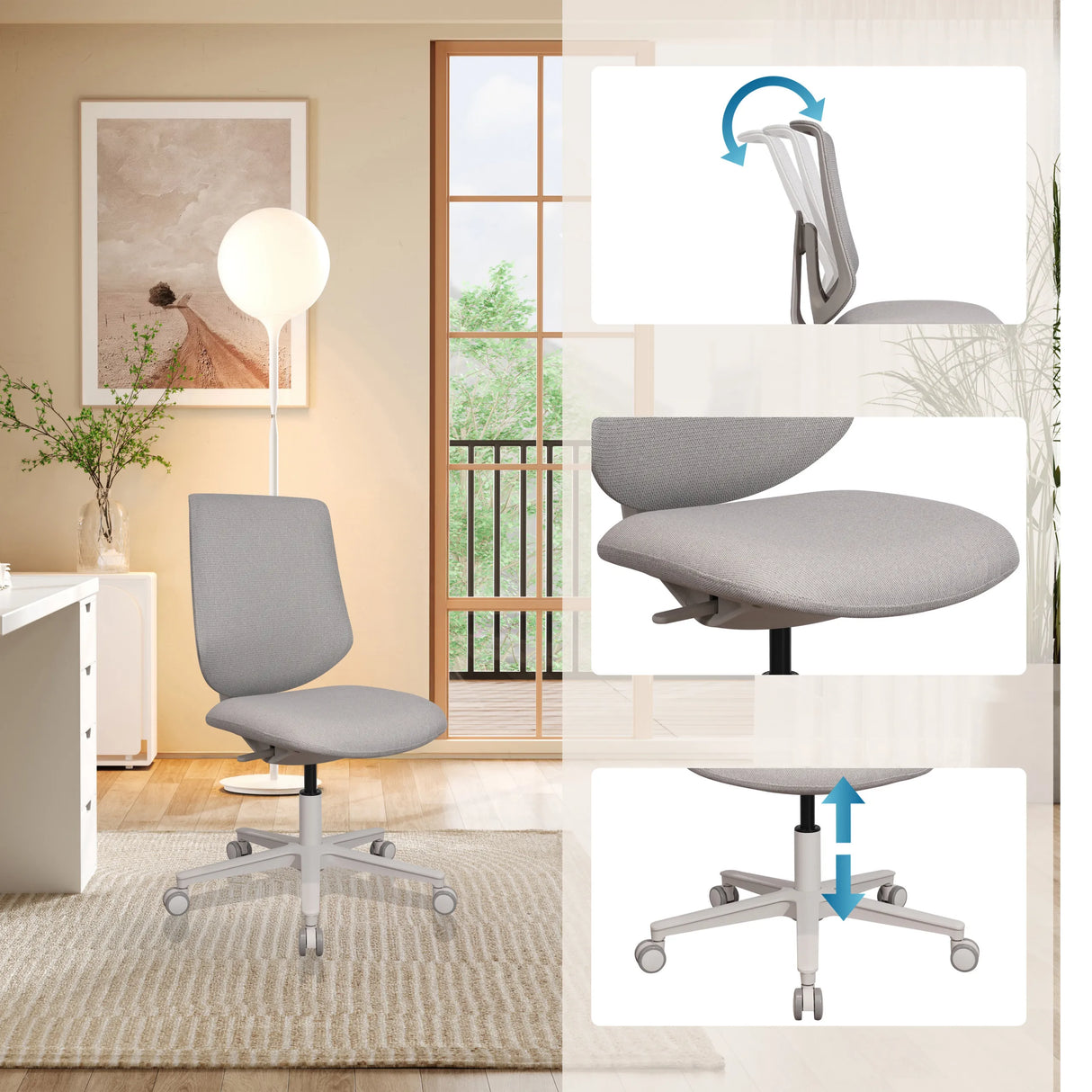 Homeoffice-Bürostuhl Sitflex Lady in Taupe mit verstellbarer Rückenlehne und Sitzhöhe von hjh OFFICE