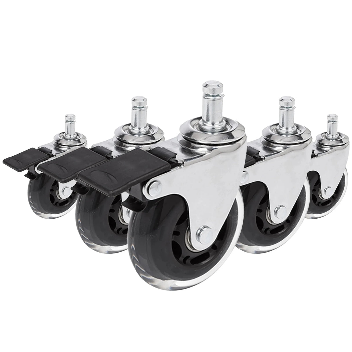 5x ROLO SKATE CT 11mm/75mm | mit Feststellbremse | Hartböden - Stuhlrollen