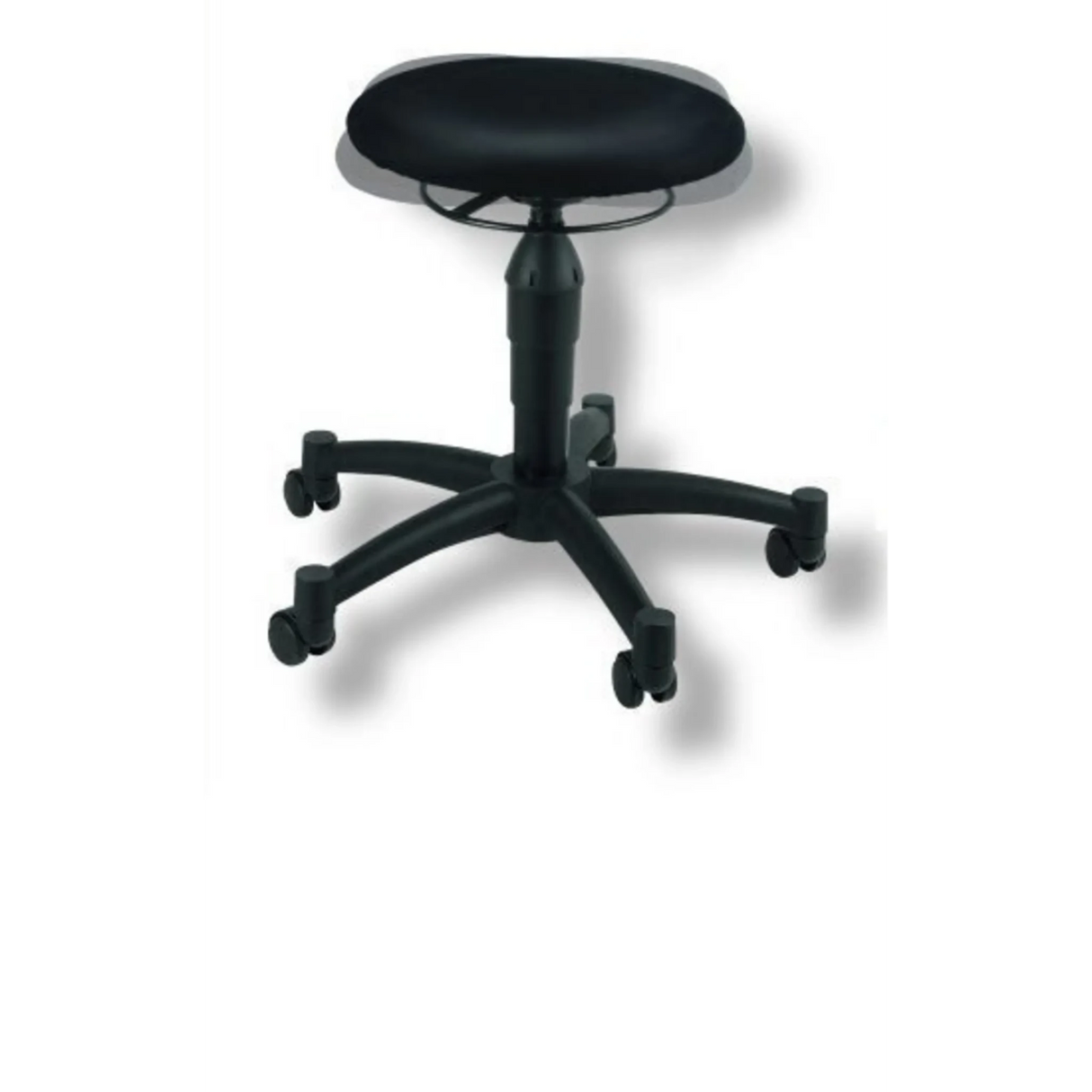 Schwarzer Drehhocker BALANCE 10 mit runder Sitzfläche und fünf Rollen von Topstar