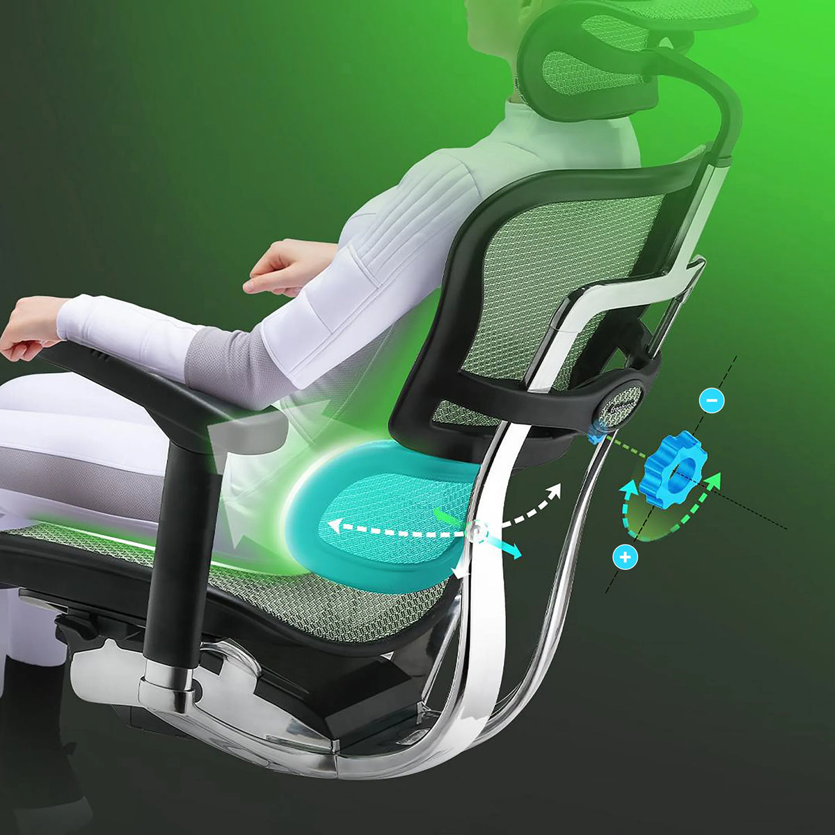 Verstellbare Lendenwirbelstütze des Luxus-Chefsessel ERGOHUMAN PLUS LEGPRO GEN2 von hjh OFFICE