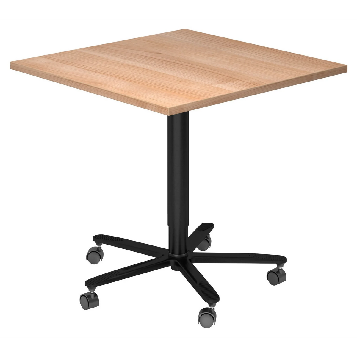 System-Konferenztisch BISTRO 88Q D mit Platte in Asteiche und schwarzem Sternfuß auf Rollen von hjh OFFICE PRO