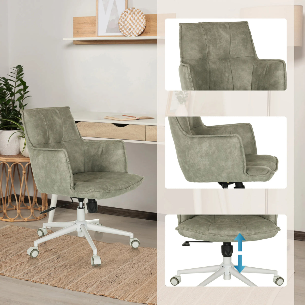 Grauer Home-Office-Bürostuhl SOLAO LIFE W mit Polsterung und höhenverstellbarem Fußkreuz von hjh LIVING