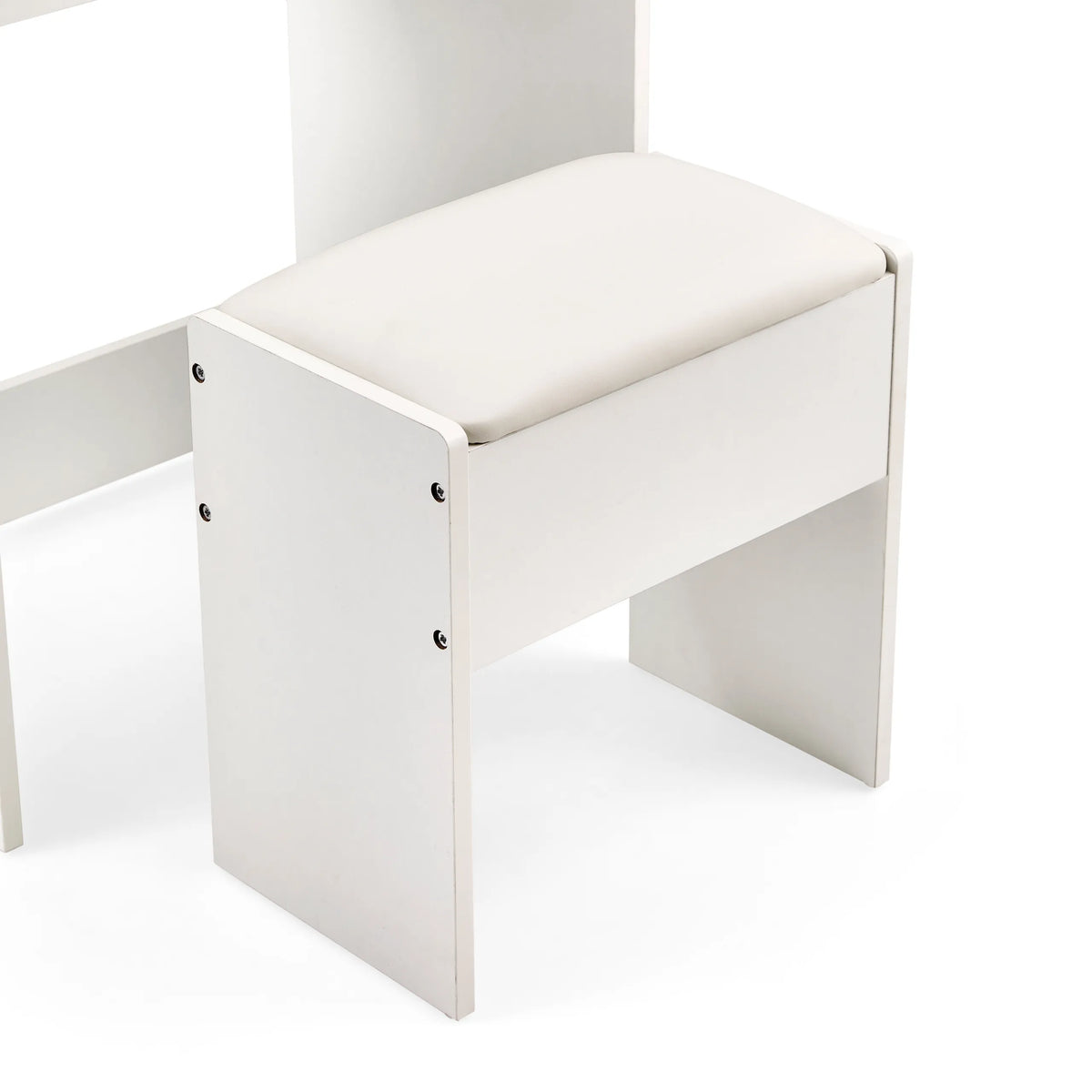 Weißer Hocker Glamdesk mit gepolsterter Sitzfläche und seitlichen Verbindungsschrauben von hjh LIVING