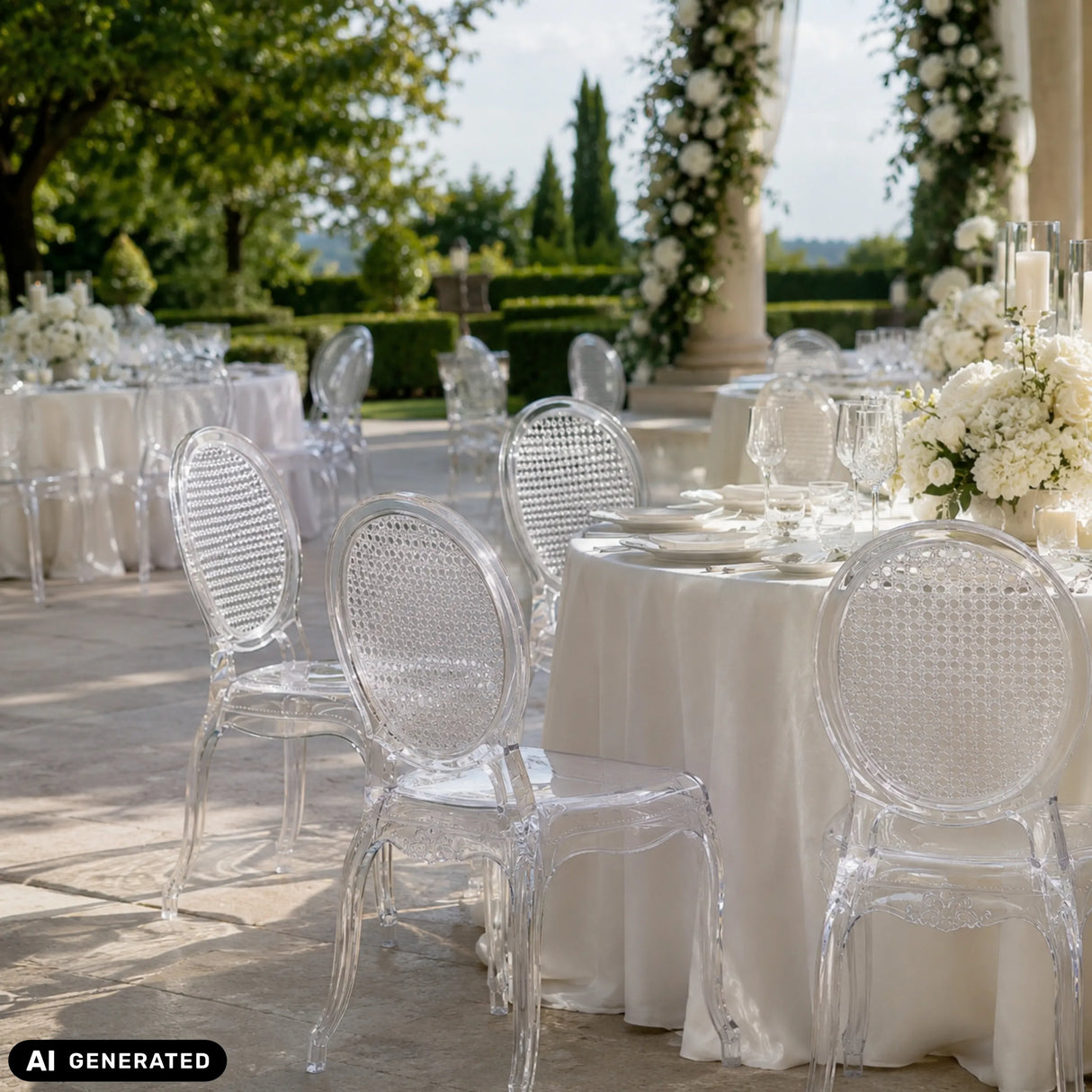 Transparente Vierfußstühle CRISTALIO mit ovaler Rückenlehne und Gitterstruktur von hjh LIVING