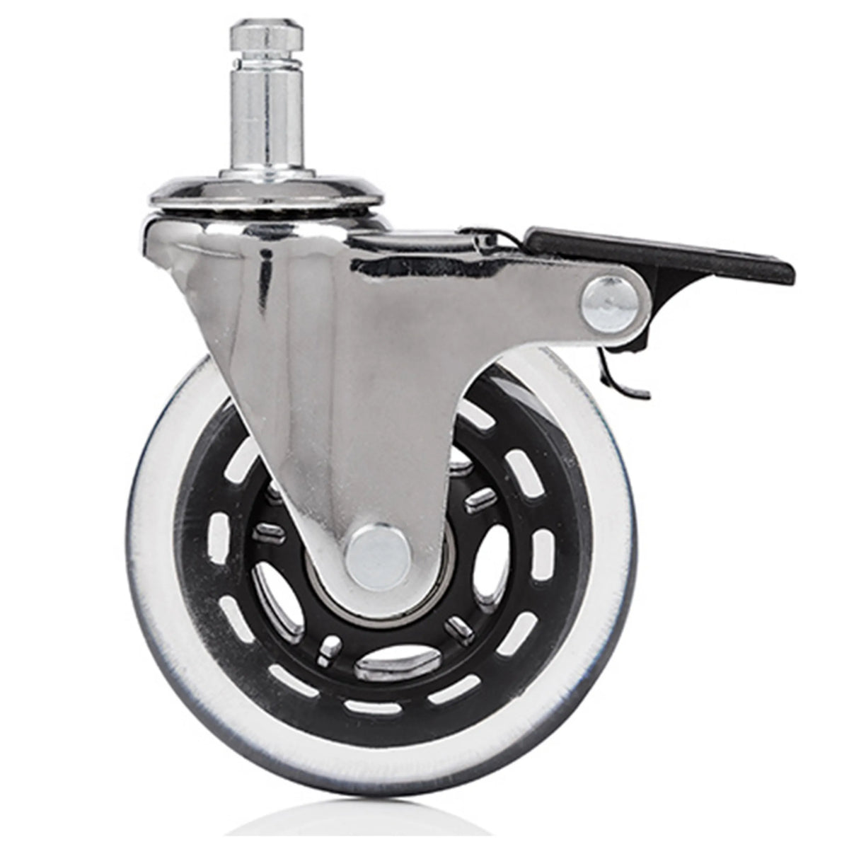 Stuhlrolle 5x ROLO SKATE CT 11mm/75mm mit Feststellbremse in Silber und Transparent für Hartböden von hjh OFFICE