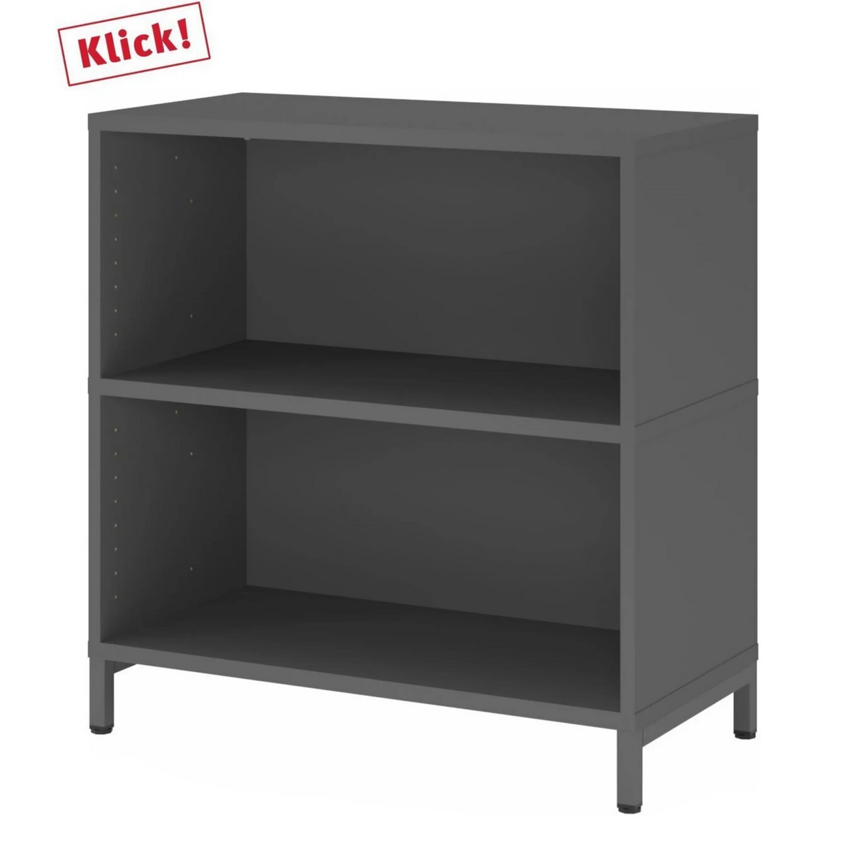 Regal FlexWall in Graphit mit zwei offenen Fächern und einem Sockelgestell von hjh OFFICE PRO