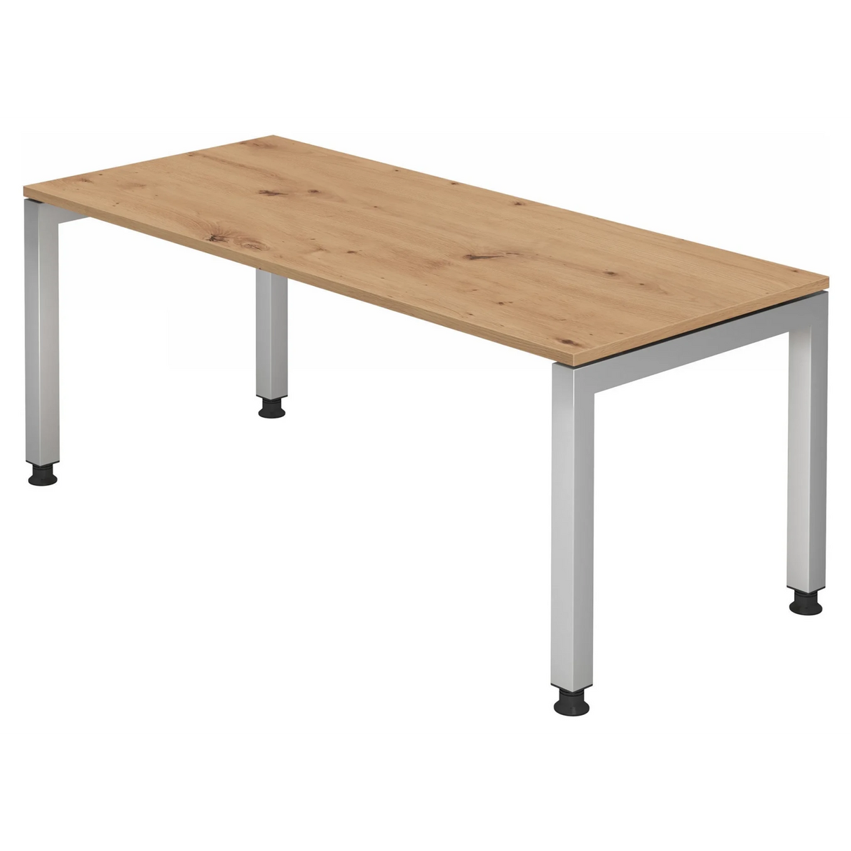 Höhenverstellbarer Schreibtisch JAVA 19 S in Asteiche mit silbernem Gestell von hjh OFFICE PRO