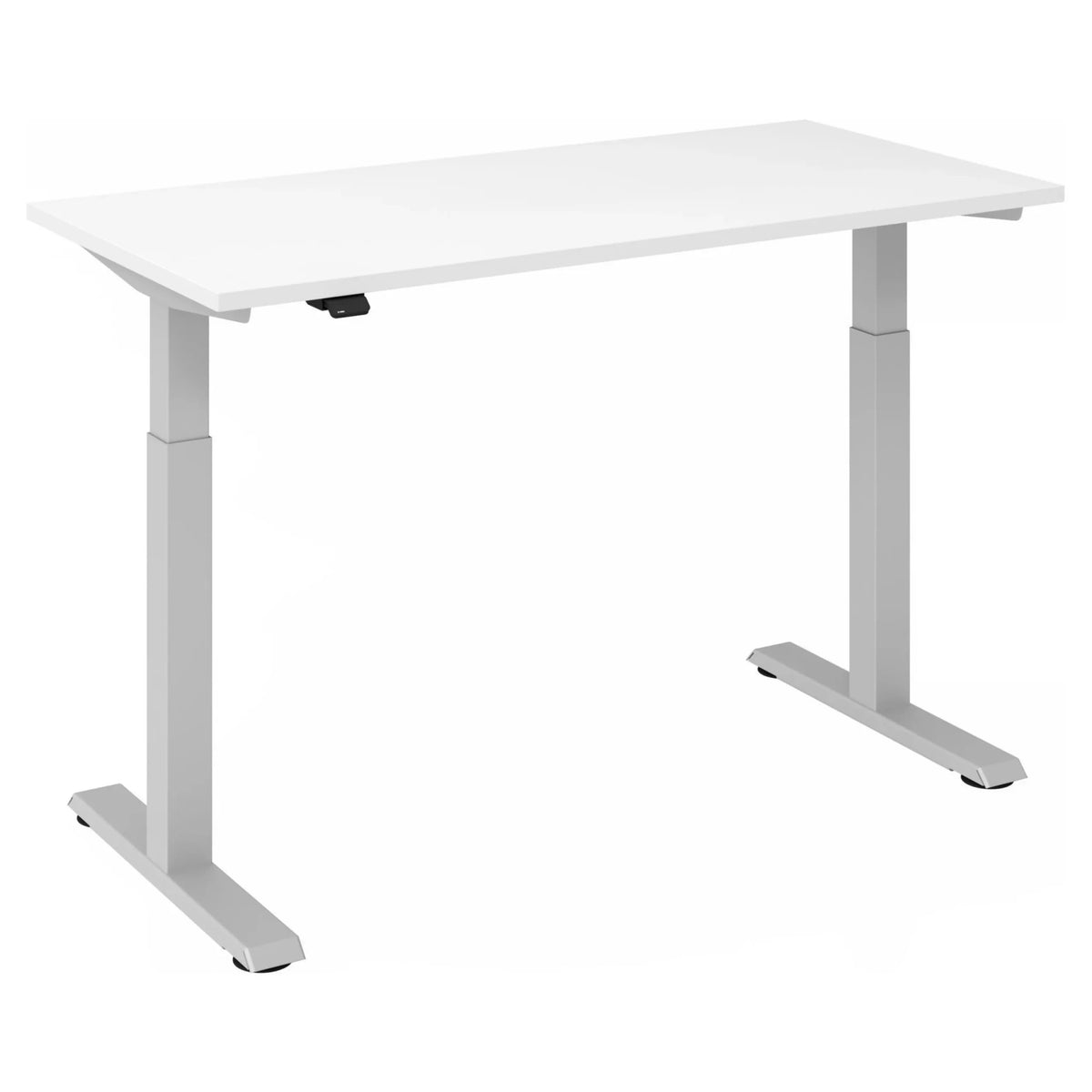 Elektrisch höhenverstellbarer Schreibtisch XMST 614 S in Weiß-Silber mit rechteckiger Platte von hjh OFFICE PRO