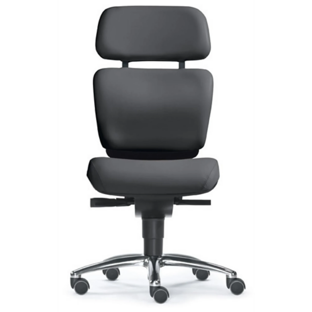 High-End-Bürostuhl ZERO 53 mit schwarzem Bezug und glänzendem Sternfuß von Sitwell Steifensand