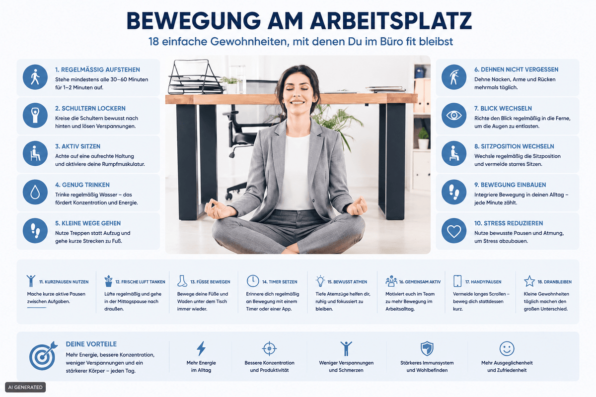 Büro Bewegung: Mit der 60-30-10-Formel zu mehr Energie und einem schmerzfreien Rücken - buerostuhl24