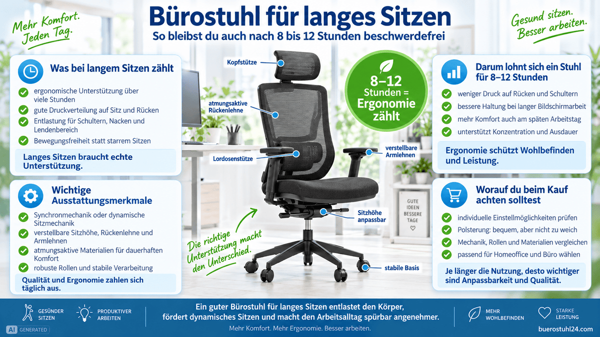 bürostuhl für langes sitzen - buerostuhl24