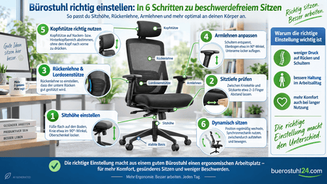 bürostuhl richtig einstellen - buerostuhl24