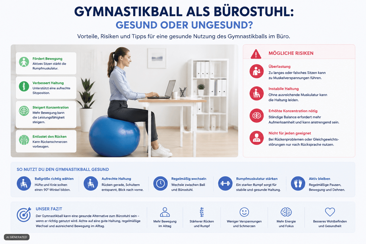 Gymnastikball als Bürostuhl: Gesundes Extra oder Risiko für deinen Rücken? - buerostuhl24