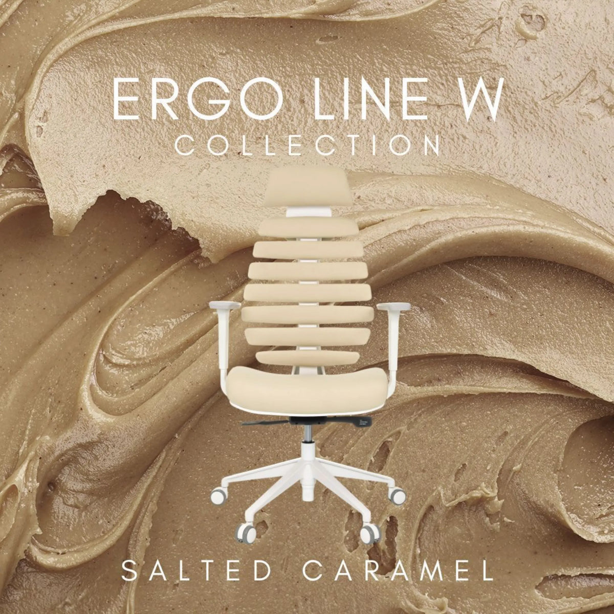 Profi-Bürostuhl ERGO LINE W in der Farbe Salted Caramel mit weißem Gestell und Rollen von hjh OFFICE