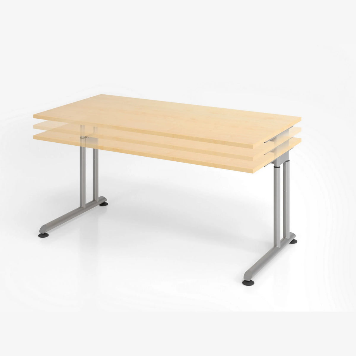 Höhenverstellbarer Schreibtisch ZENO 12 G in Ahorn mit graphitfarbenem Gestell von hjh OFFICE PRO