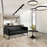 Schwarzes 3-Sitzer Loungesofa ARUBA BLACK mit gesteppter Polsterung und schlanken Metallfüßen von hjh OFFICE