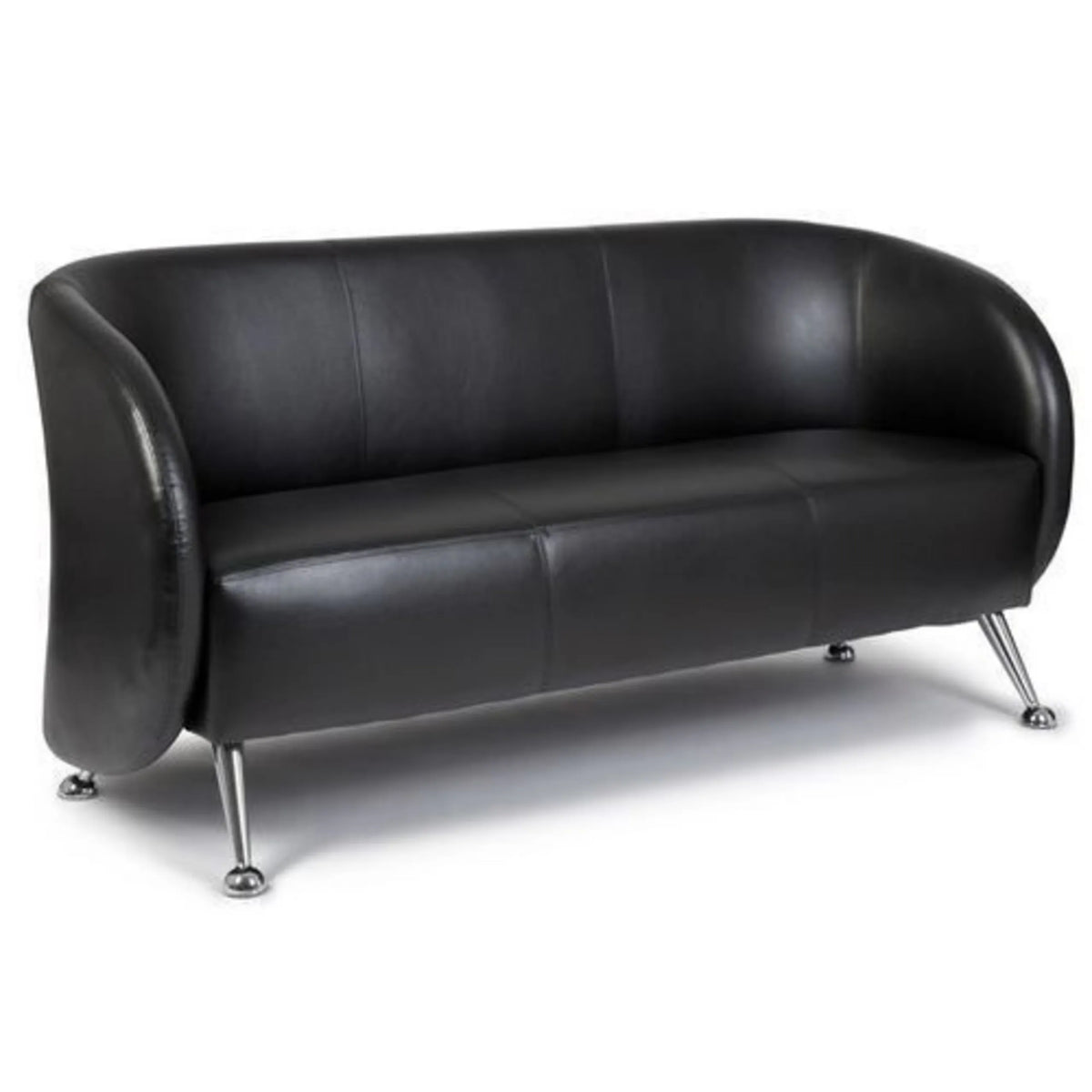 Schwarzes Loungesofa ST. LUCIA als Drei-Sitzer mit glänzenden Metallfüßen von hjh OFFICE