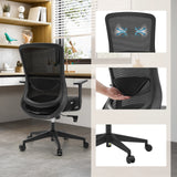 Homeoffice-Bürostuhl Sedito in Schwarz mit Netzrücken, Lendenwirbelstütze und Rollen von hjh OFFICE