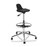 Schwarzer Drehhocker TOP WORK 03 I mit Gasfeder, Fußring und vierstrahligem Gestell von hjh OFFICE