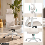Homeoffice-Bürostuhl MIKEO W in Beige mit verstellbarer Kopfstütze und Armlehnen von hjh OFFICE