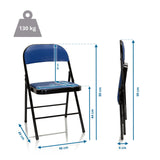Maßzeichnung des Klappstuhls TUDELA mit einer Höhe von 80 cm und 130 kg Belastbarkeit von hjh OFFICE