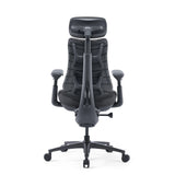 Rückansicht des dunkelgrauen High-End-Bürostuhls LiberNovo Omni Pro mit Kopfstütze von Libernovo