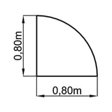 Technische Zeichnung des Eckwinkels HE90 / HE91 mit 0,80 × 0,80 m von hjh OFFICE PRO
