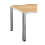 Schreibtisch QUEO 82 S in Asteiche mit silberfarbenen Beinen und schwarzen Fußgleitern von hjh OFFICE PRO