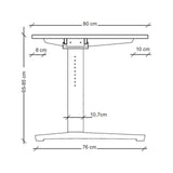 Maßzeichnung des Schreibtischs XTRA XB 8 WW mit einer Breite von 80 cm und Höhe von 65-85 cm von hjh OFFICE PRO