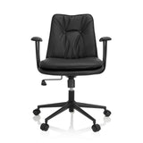 Schwarzer Homeoffice-Bürostuhl SMALLO mit Polsterung und Fußkreuz mit fünf Rollen von hjh OFFICE – 360-Grad-Ansicht (Frontansicht 0°)