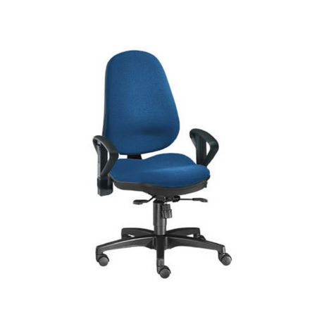 Profi-Bürostuhl ZERO 10 AL mit royalblauem Stoffbezug und schwarzen Armlehnen von Sitwell Steifensand