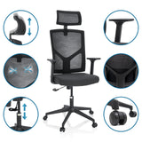 Home-Office-Bürostuhl BRETON B in Schwarz mit verstellbarer Kopfstütze und Armlehnen von hjh OFFICE