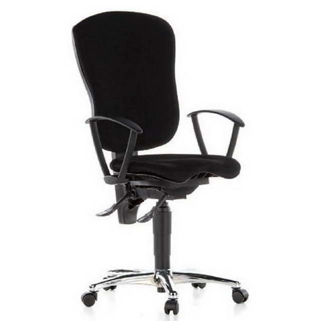 Profi-Bürostuhl X-ERCISE in Schwarz mit Netzbezug, Armlehnen und glänzendem Fußkreuz von Topstar