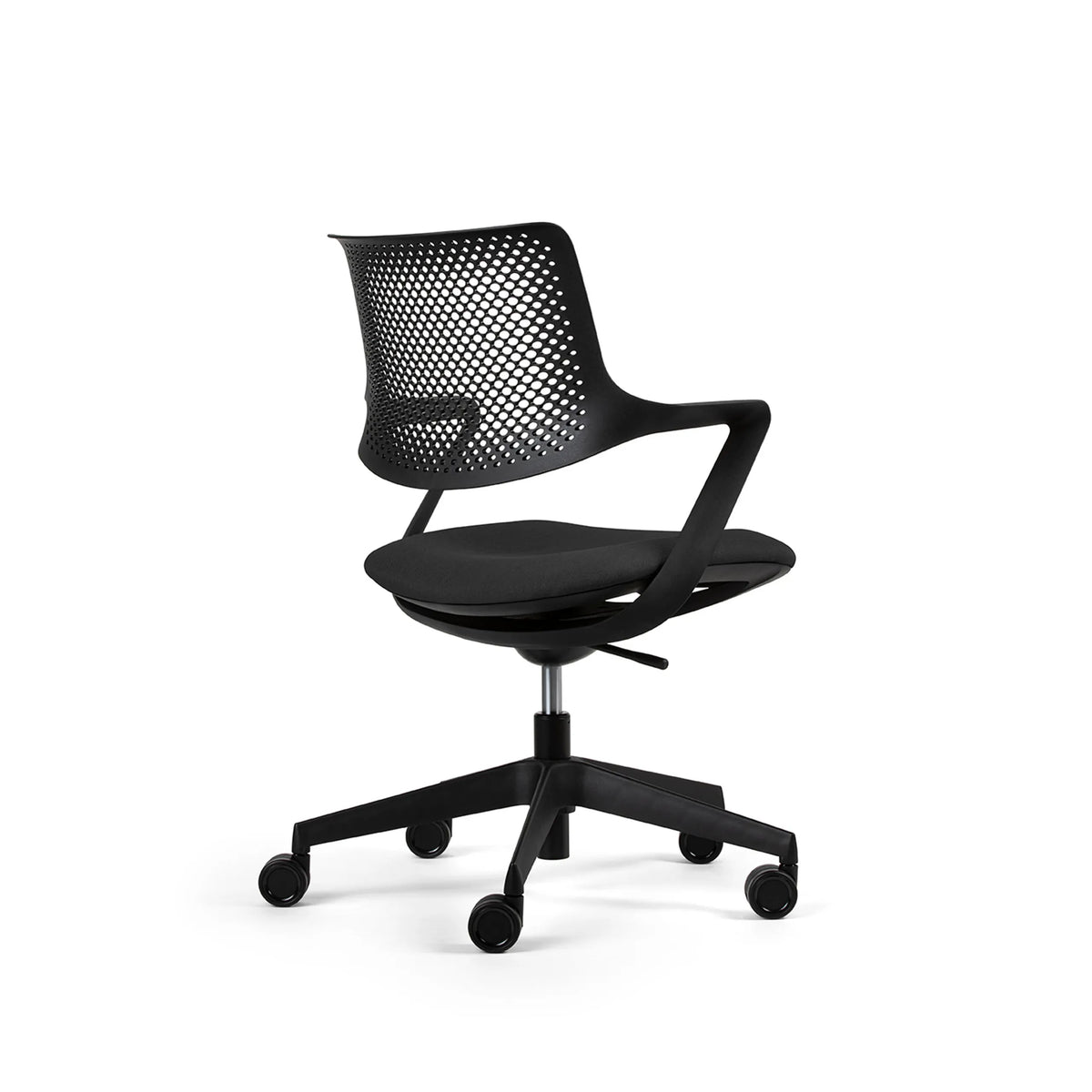 Schwarzer Bürostuhl FLEX CHAIR mit netzartiger Rückenlehne und Rollkreuz von Bosen Europe