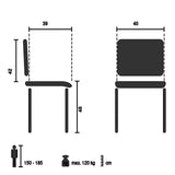 Technische Zeichnung des Besucherstuhls ELLON V mit einer Sitzhöhe von 48 cm von hjh OFFICE