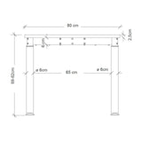Maßzeichnung des Schreibtischs YAMA 8 G mit einer Breite von 80 cm und einer Höhe von 68-82 cm von hjh OFFICE PRO