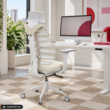 Profi-Bürostuhl ERGO LINE W in Salted Caramel mit Stoffbezug und weißem Gestell von hjh OFFICE (KI-generiertes Bild)