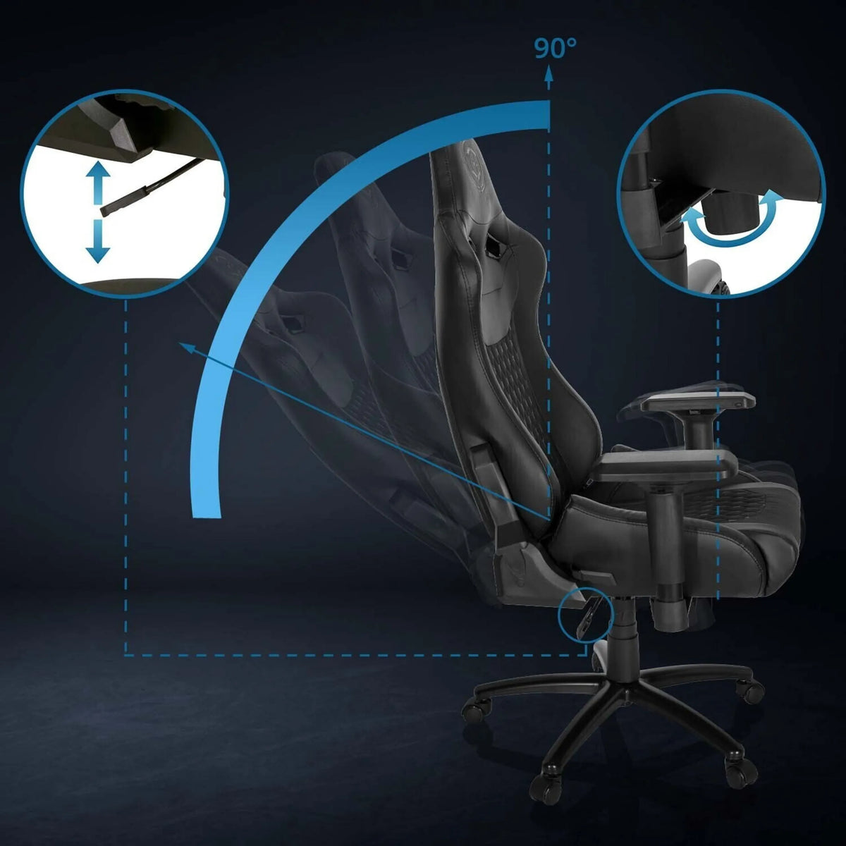 Verstellbare Rückenlehne bis 90 Grad des Gamingstuhls GAMEBREAKER SX 04 von hjh OFFICE