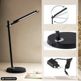 Schreibtischlampe Lumanova D2 in Schwarz mit Netzteil und verstellbarem Lampenkopf von hjh OFFICE (KI-generiertes Bild)