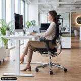 Luxus-Chefsessel ERGOHUMAN GEN2 mit Kopfstütze und Netzstoff in Schwarz von hjh OFFICE (KI-generiertes Bild)