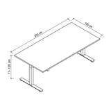 Technische Zeichnung des Schreibtischs XMST 2E S mit 200 × 100 cm von hjh OFFICE PRO