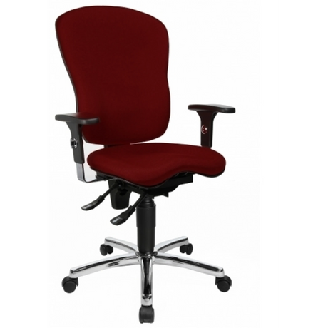 Profi-Bürostuhl SITNESS PRO AL.P4 in bordeauxrotem Stoff mit Armlehnen und Chromfußkreuz von Topstar