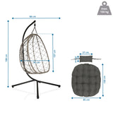 Maßzeichnung des Hängesessels COCOVA mit einer Höhe von 188 cm und Breite von 98 cm von hjh LIVING